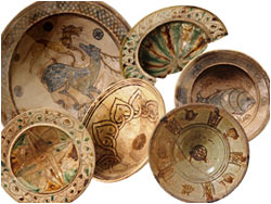 Selection of glazed bowls from the Crusader refuse pit