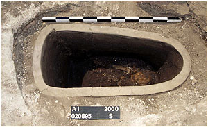 Fig. 10a. A clay 'bathtub' coffin as found