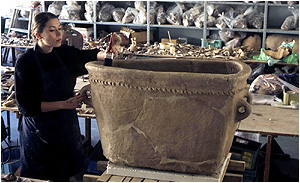 Fig. 10b. A clay 'bathtub' coffin as restored