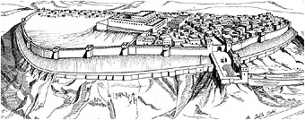 Fig. 12. Reconstruction of Judean Lachish, from west